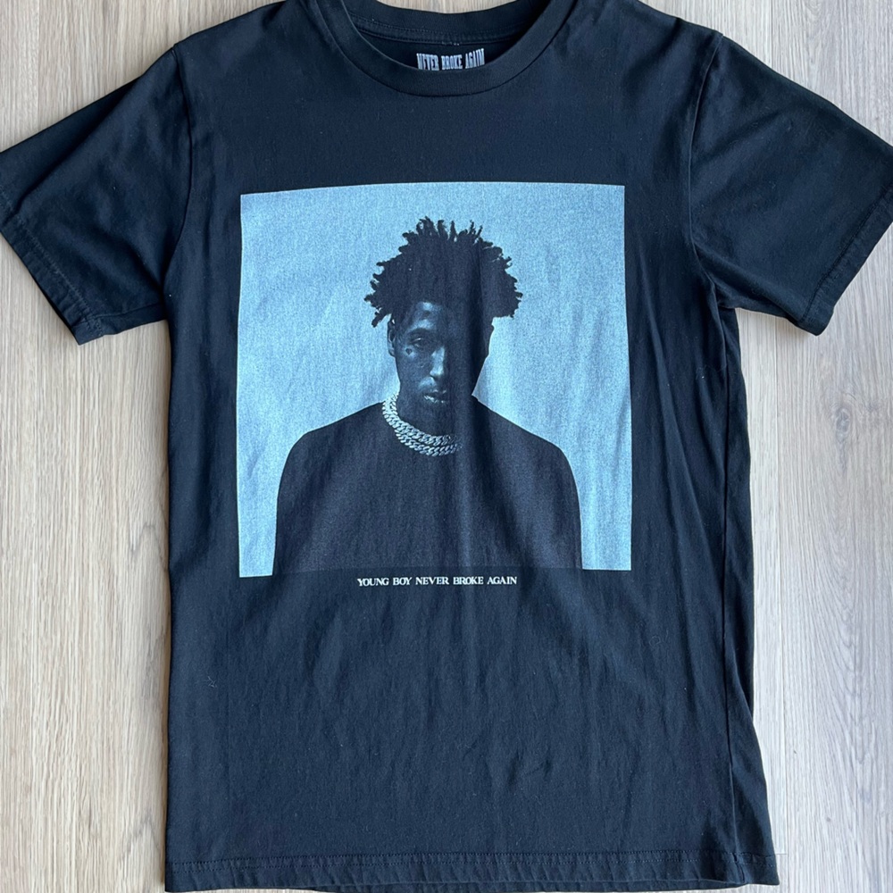NBA Youngboy Tshirt 38 Baby Album Cover Size Small Black, grey and white tshirt